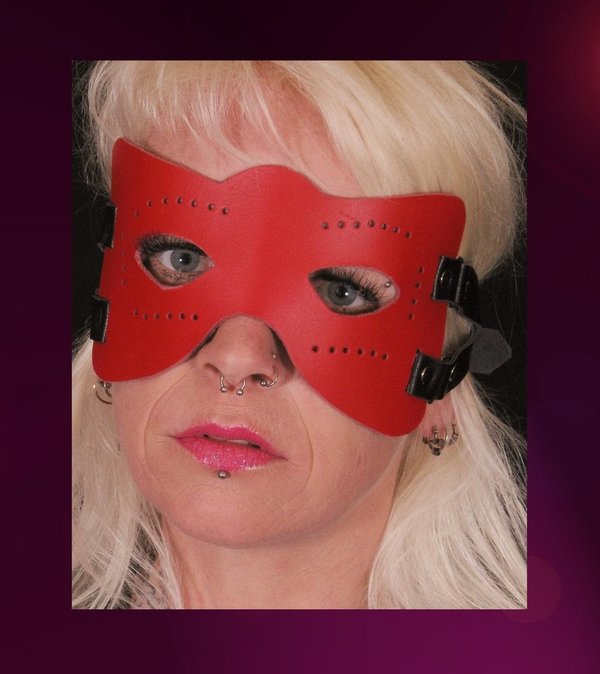 Leder-Maske rot mit schwarz